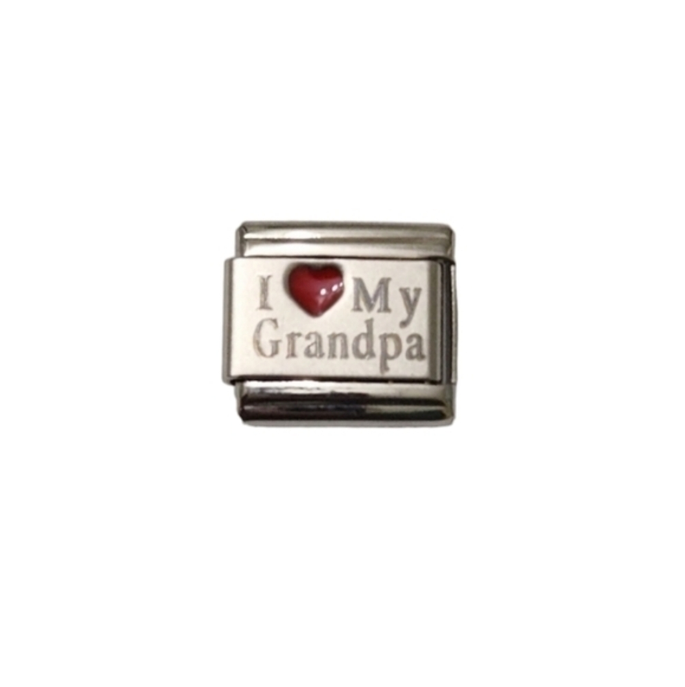 Italian Charmlink for Italian Charm‎ Bracelet I ❤️ My Grandpa 9mm